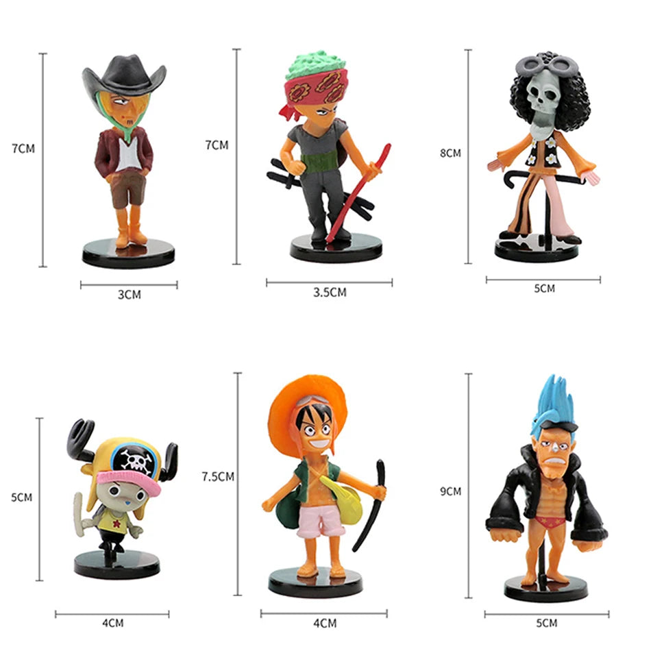 6pcs/set Anime One Piece Figure Action  Luffy New Action Collectible
