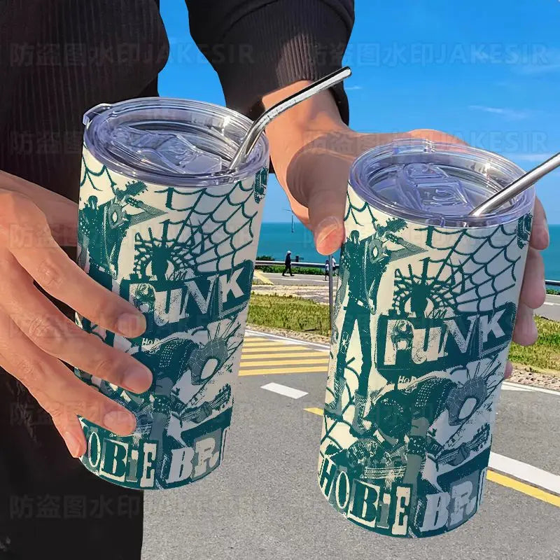 Spider Man Stainless Steel Double Wall Vacuum Insulated Cup with Straw