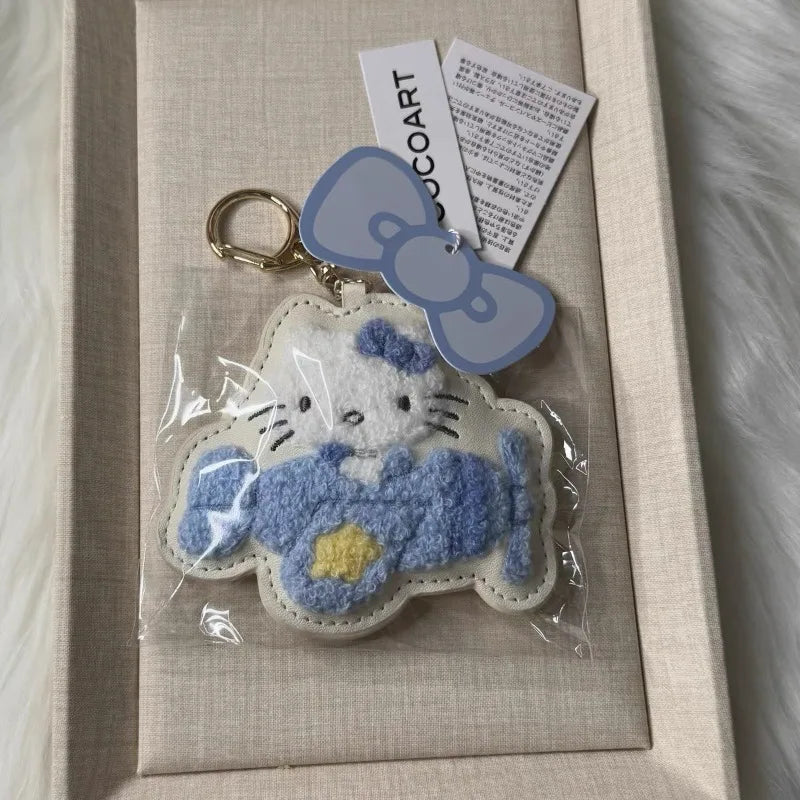 Kawaii Hello Kitty Sky Blue Plush Pendant Keychain
