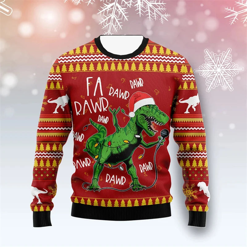 Dinosaur Ugly Christmas Sweater for Men