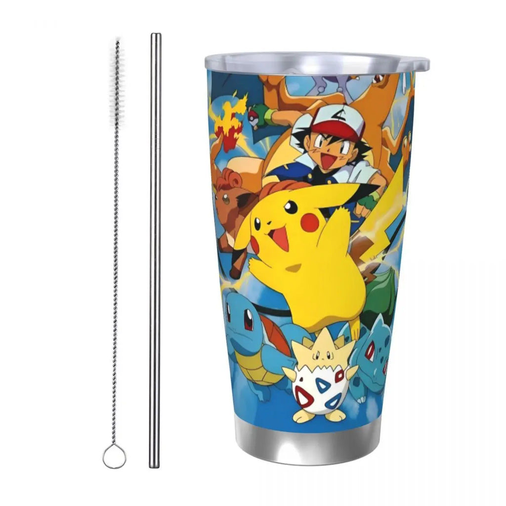 Manga Pokemon Insulated Tumbler with Straws 20oz