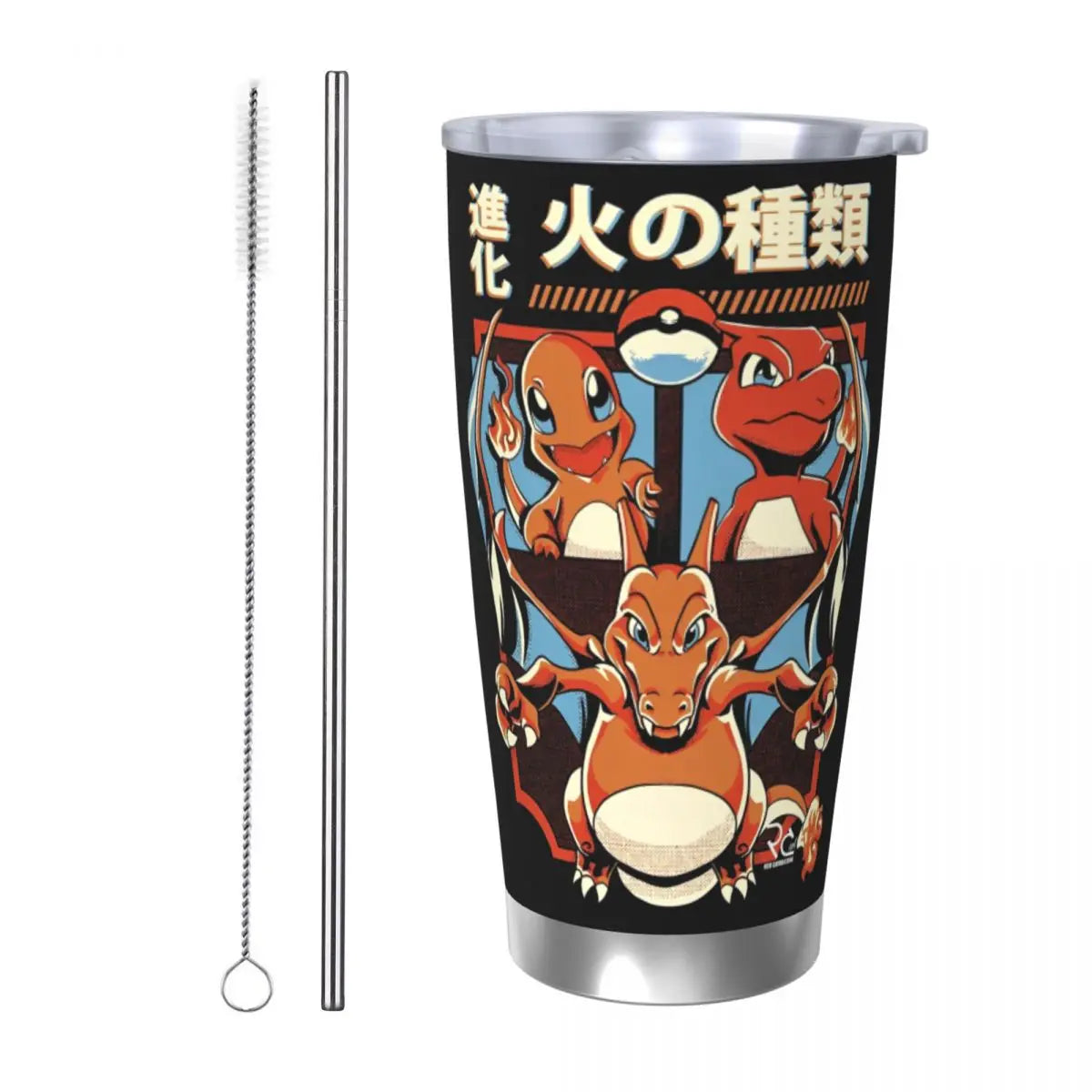 Manga PokeMon Insulated Tumbler with Straws Lid 20oz