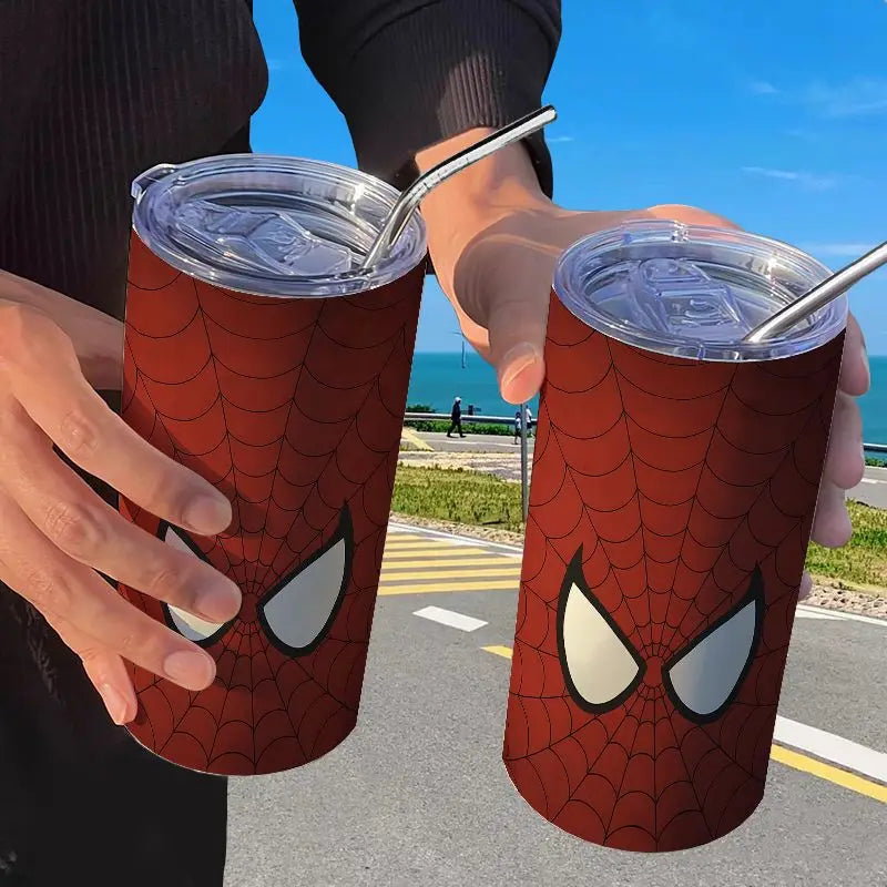 Spider Man Stainless Steel Double Wall Vacuum Insulated Cup with Straw