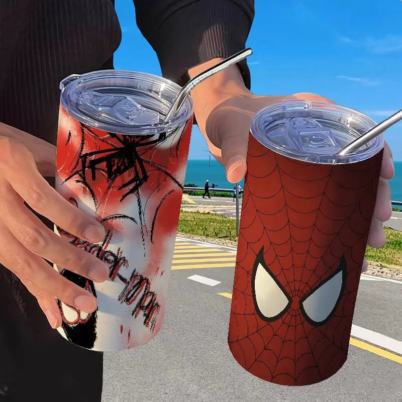 Spider Man Stainless Steel Double Wall Vacuum Insulated Cup with Straw