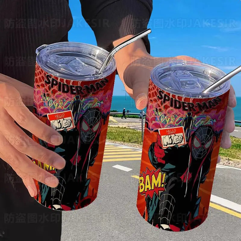 Spider Man Stainless Steel Double Wall Vacuum Insulated Cup with Straw