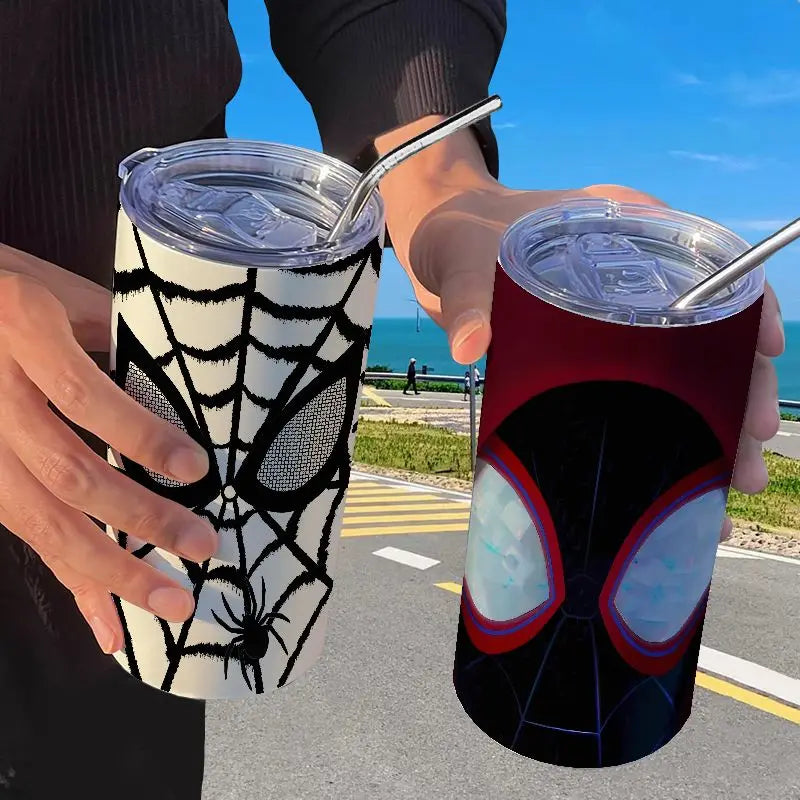 Spider Man Stainless Steel Double Wall Vacuum Insulated Cup with Straw