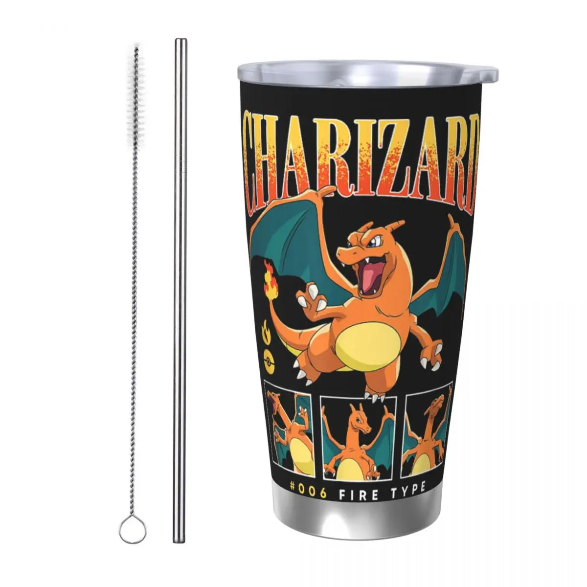 Manga Pokemon Insulated Tumbler with Straws 20oz