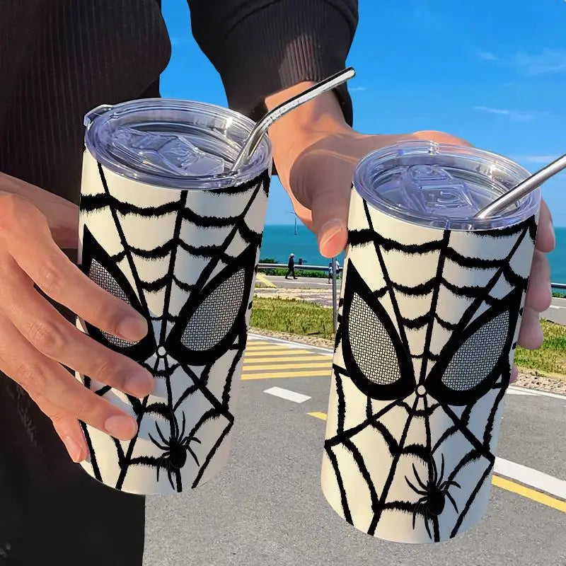 Spider Man Stainless Steel Double Wall Vacuum Insulated Cup with Straw