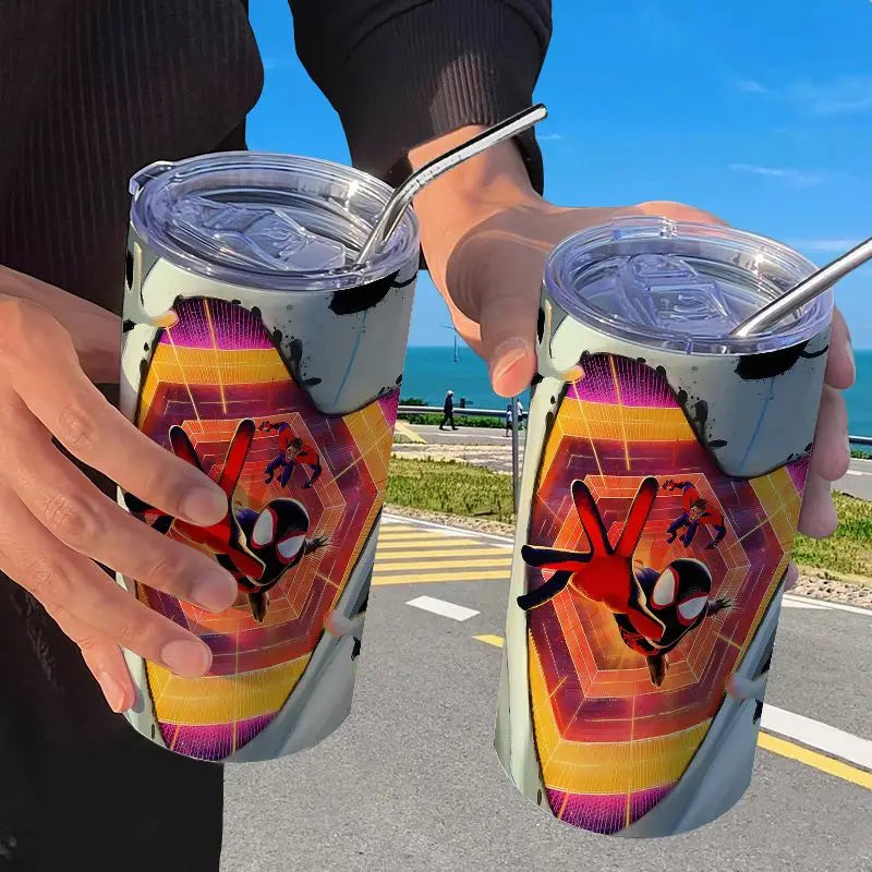 Spider Man Stainless Steel Double Wall Vacuum Insulated Cup with Straw