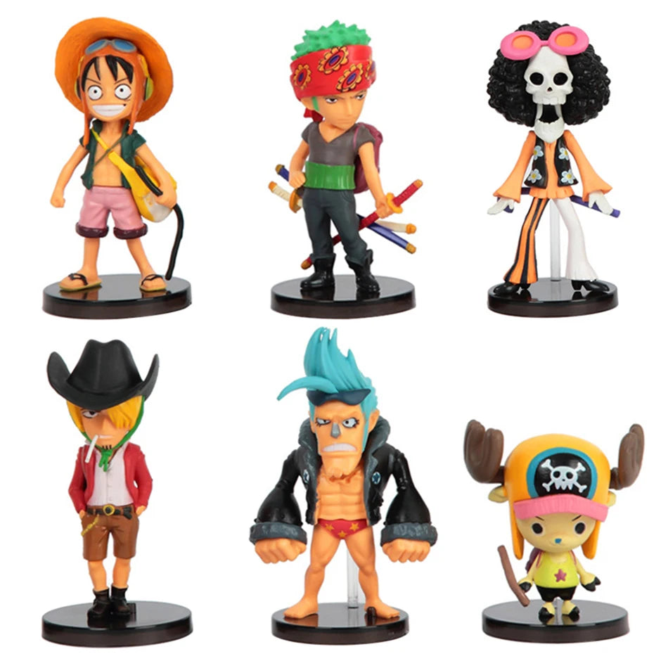 6pcs/set Anime One Piece Figure Action  Luffy New Action Collectible