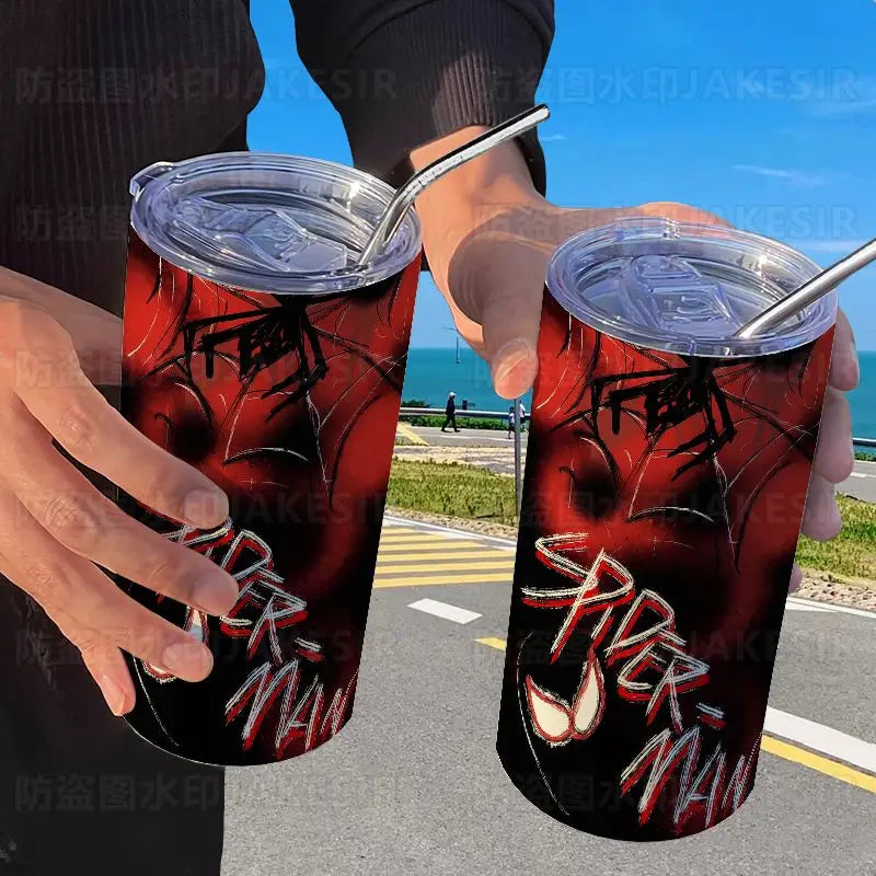 Spider Man Stainless Steel Double Wall Vacuum Insulated Cup with Straw