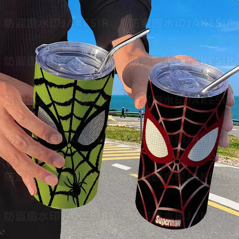 Spider Man Stainless Steel Double Wall Vacuum Insulated Cup with Straw