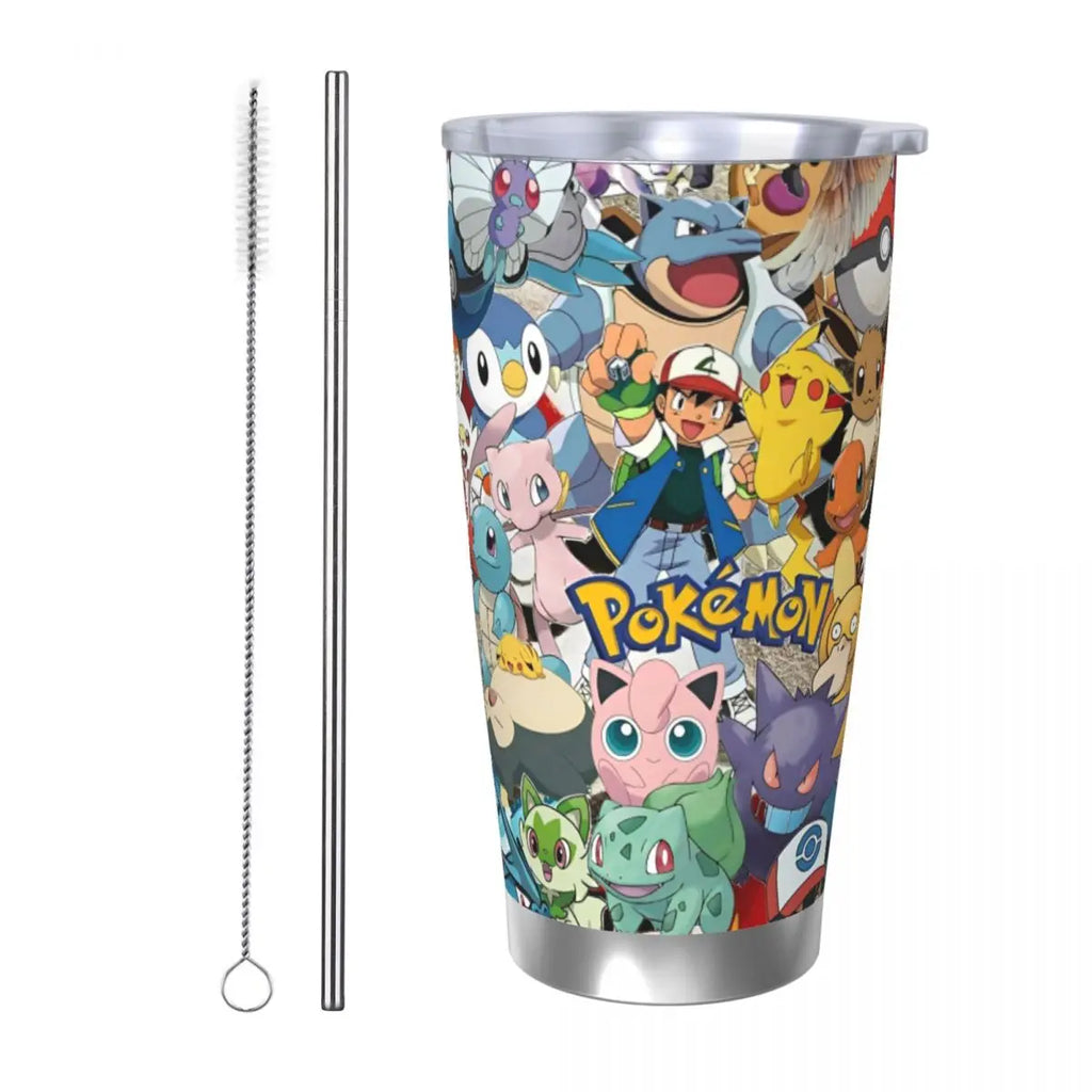 Manga PokeMon Insulated Tumbler with Straws Lid 20oz