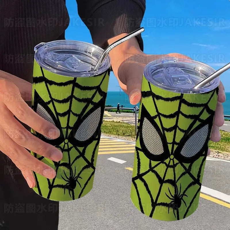 Spider Man Stainless Steel Double Wall Vacuum Insulated Cup with Straw