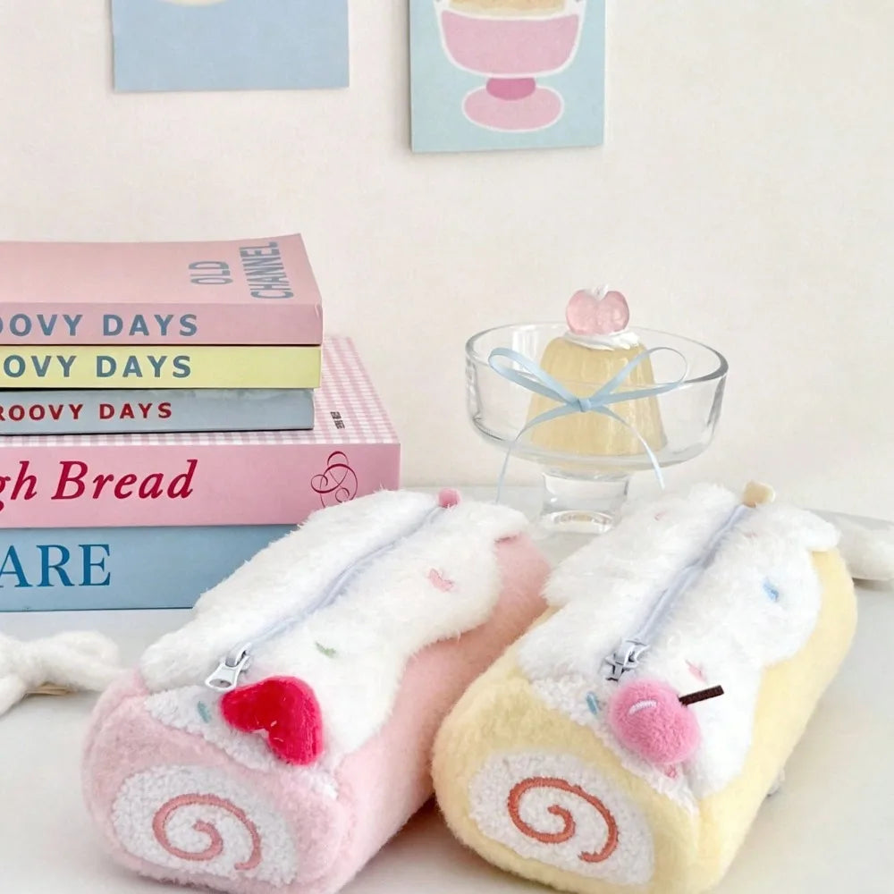 Kawaii Swiss Roll Cake Plush Pencil Case