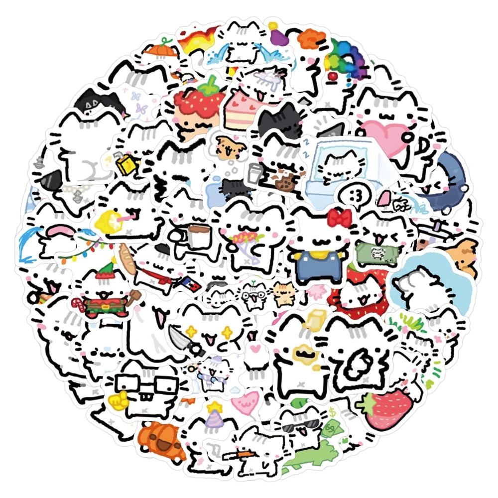 90pcs Kawaii Cat Meme Sticker Pack