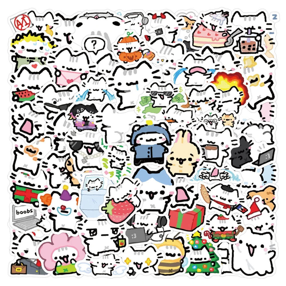 90pcs Kawaii Cat Meme Sticker Pack