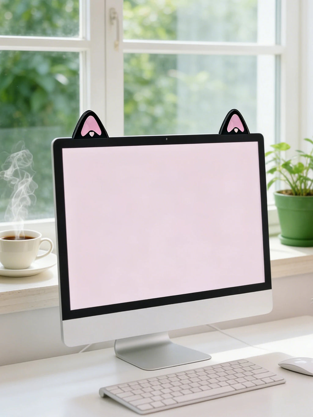 Kawaii Cat Ear & Bow Monitor Corner Decor