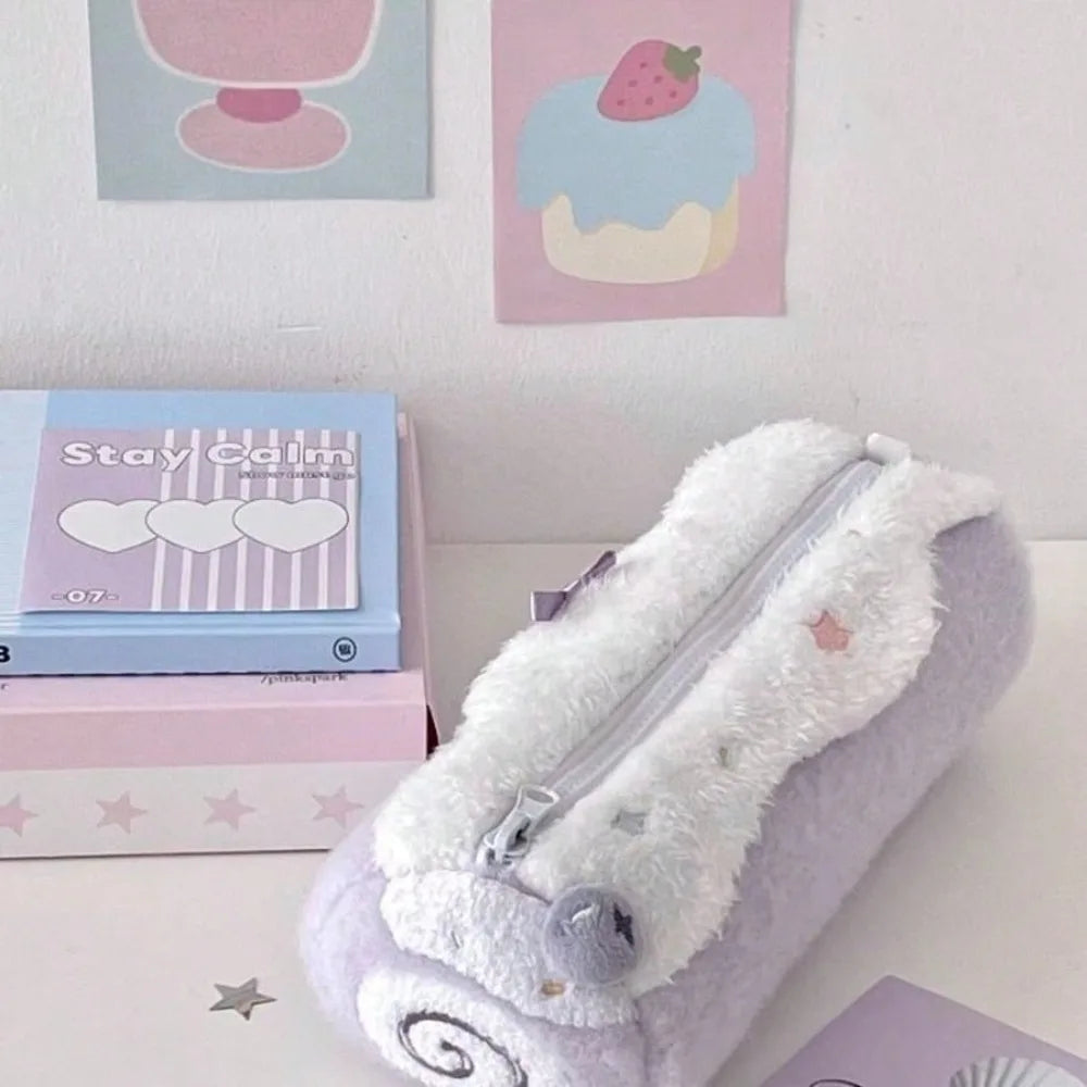 Kawaii Swiss Roll Cake Plush Pencil Case