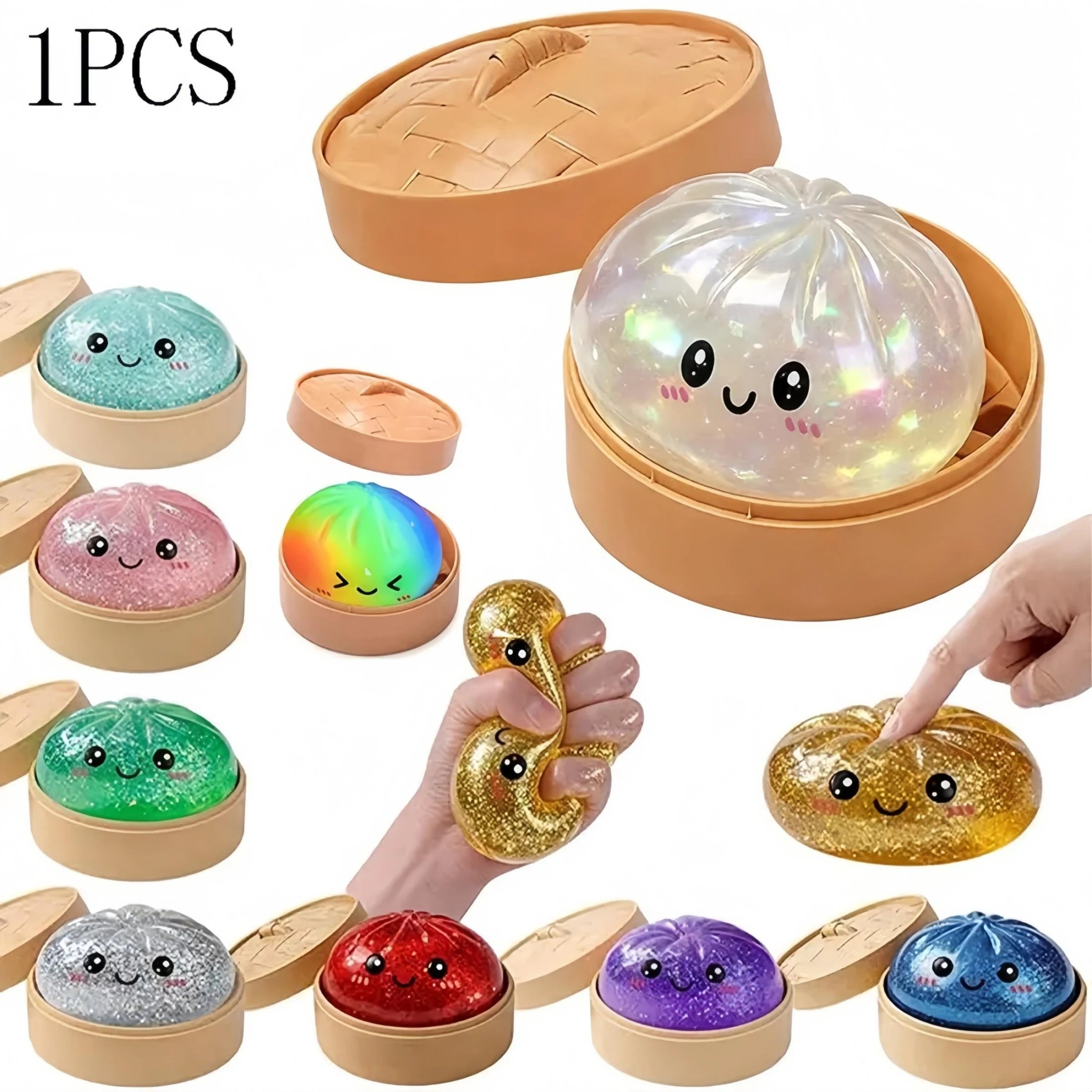 Kawaii Glitter Bun Stretchy Dumpling Desk Toy