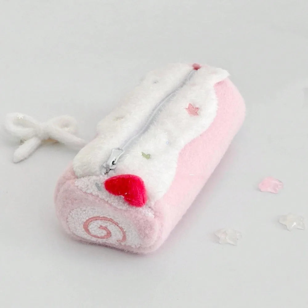 Kawaii Swiss Roll Cake Plush Pencil Case