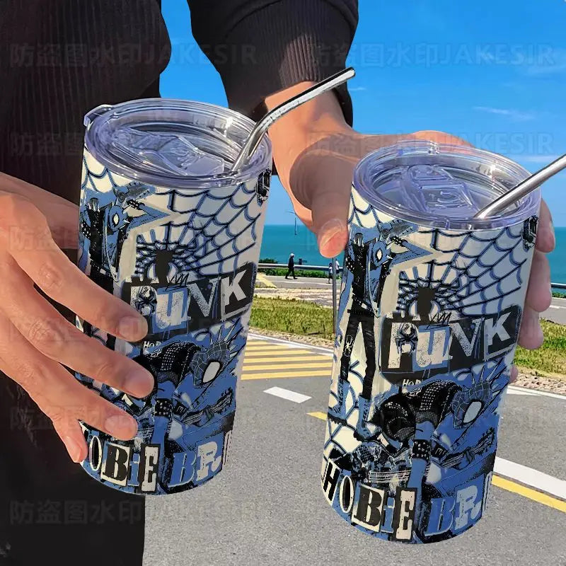 Spider Man Stainless Steel Double Wall Vacuum Insulated Cup with Straw