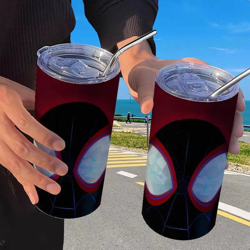 Spider Man Stainless Steel Double Wall Vacuum Insulated Cup with Straw