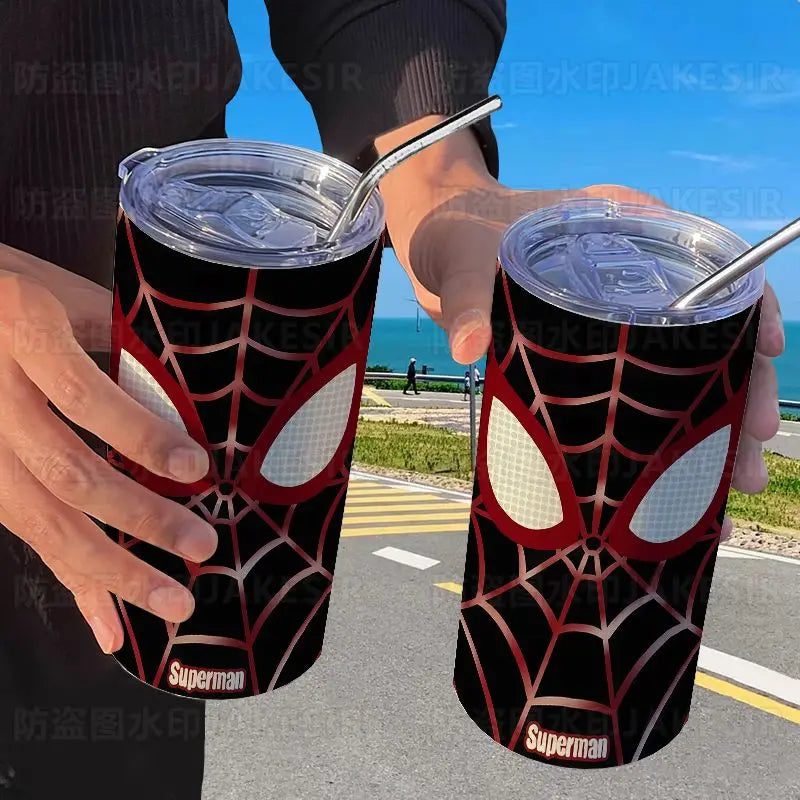 Spider Man Stainless Steel Double Wall Vacuum Insulated Cup with Straw