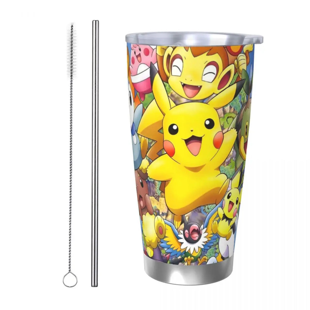 Manga PokeMon Insulated Tumbler with Straws Lid 20oz