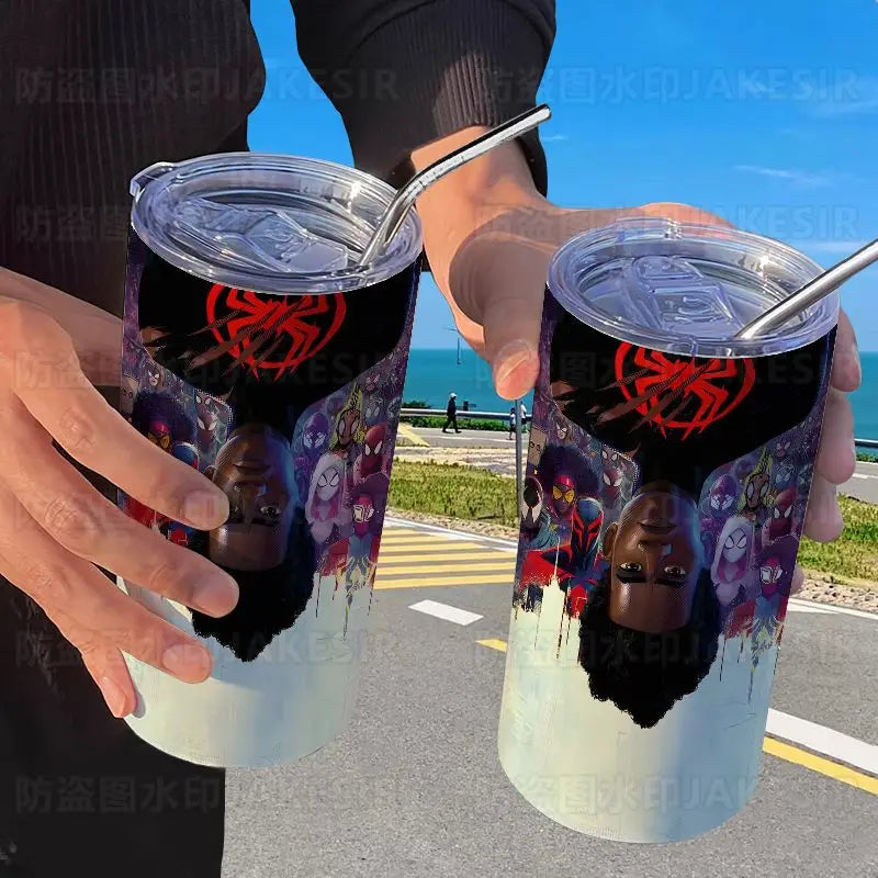 Spider Man Stainless Steel Double Wall Vacuum Insulated Cup with Straw