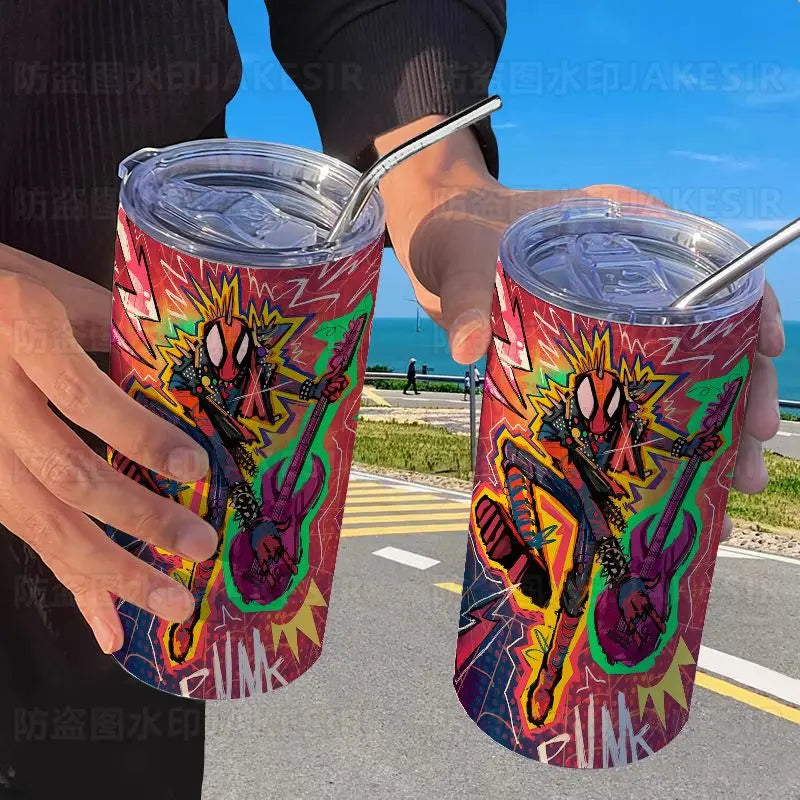 Spider Man Stainless Steel Double Wall Vacuum Insulated Cup with Straw