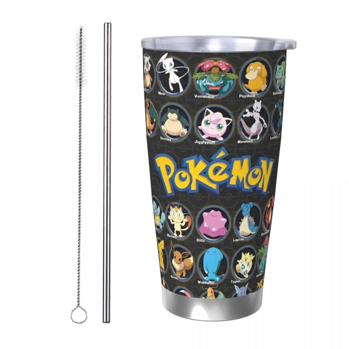 Manga PokeMon Insulated Tumbler with Straws Lid 20oz