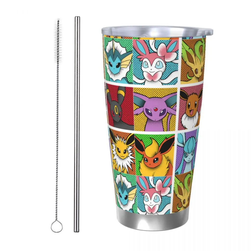 Manga PokeMon Insulated Tumbler with Straws Lid 20oz